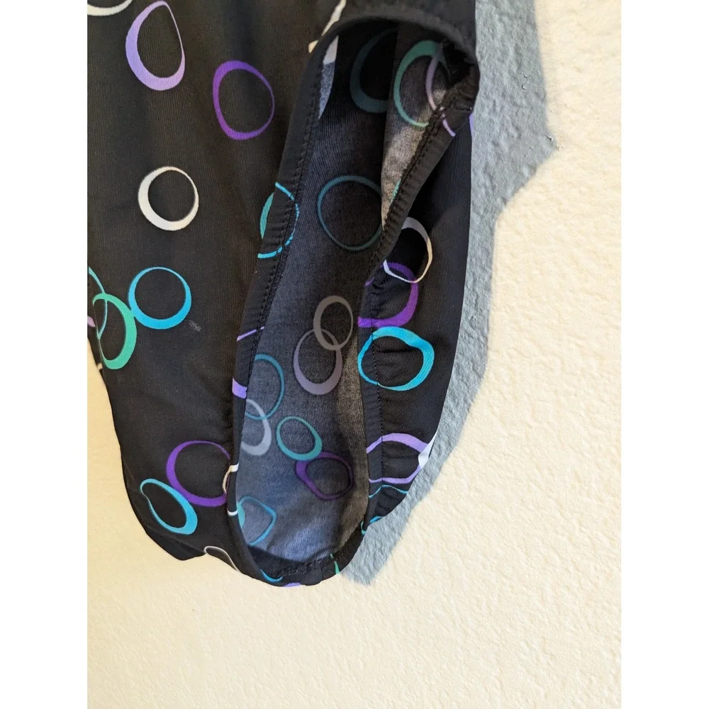 Miraclesuit Womens Halter One‎ Piece Swimsuit Black Geometric Circle Print 10